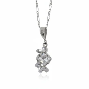 Collar Plata 925 Elegante Dije con Cristales