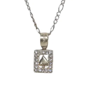 Collar Carta As de Picas Pocker con Zirconias Plata 925