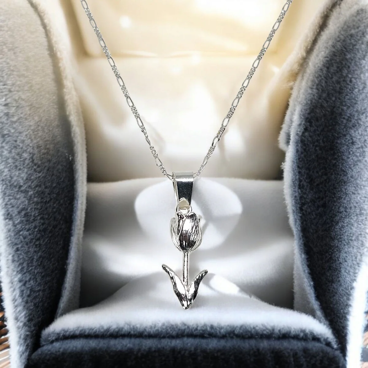 Collar Plata 925 Flor Grande Tulipan - Imagen 3