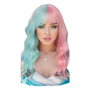 Peluca Azul y Rosa Ondulada Corta con Flequillo (SHWC)