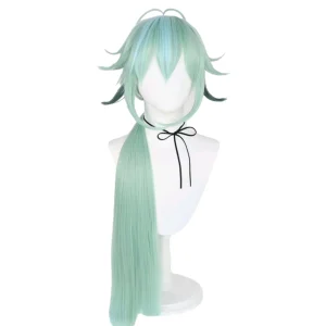 Peluca Verde Claro Sacarosa Genshin Impact Cosplay