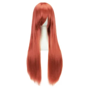 Peluca SW01 Naranja Coral Lisa Larga con Fleco