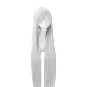 Peluca Gris Claro Larga Lisa con Fleco L.17