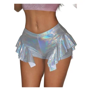 Falda Short Deportiva Corta Plata Tornasol Moda Sexy