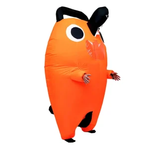 Botarga Inflable de Pochita Perro Motosierra Naranja Neon