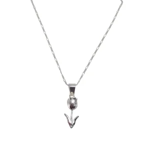 Collar Plata 925 Flor Grande Tulipan