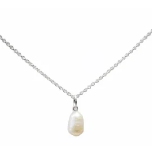 Lindo Collar Dije De Lagrima Beige Marmol Cadena Color Plata