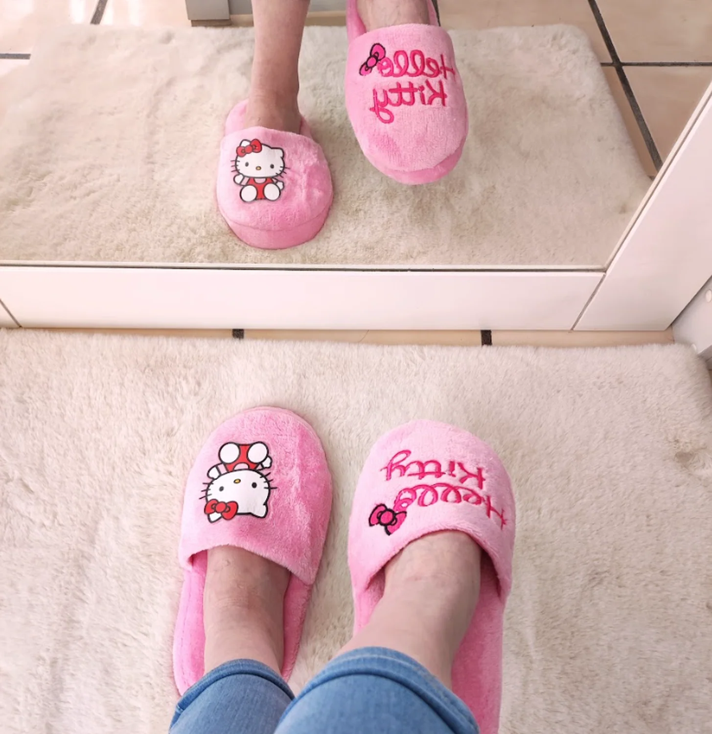 Pantuflas de Hello Kitty Rosa Pastel para Adulto - Imagen 4