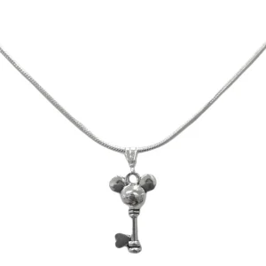 Lindo Collar Color Plata Con Dije Llave Mickey Keyblade