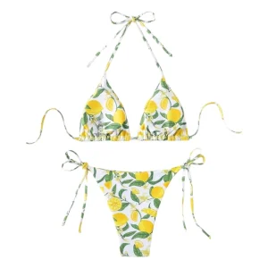 Traje de Baño Conjunto Bikini Limones Amarillo Capri Islan